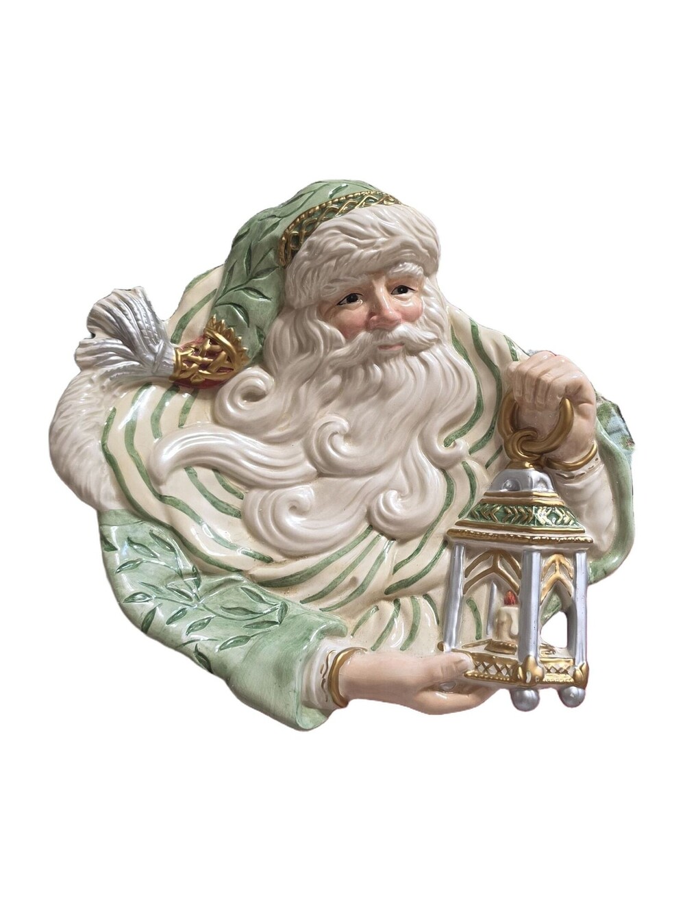 Fitz and Floyd Gregorian Santa with Lantern Decorative Plate / Wall Hanging 10"